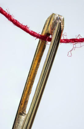 Needle Eye and Thread-Micro Photography